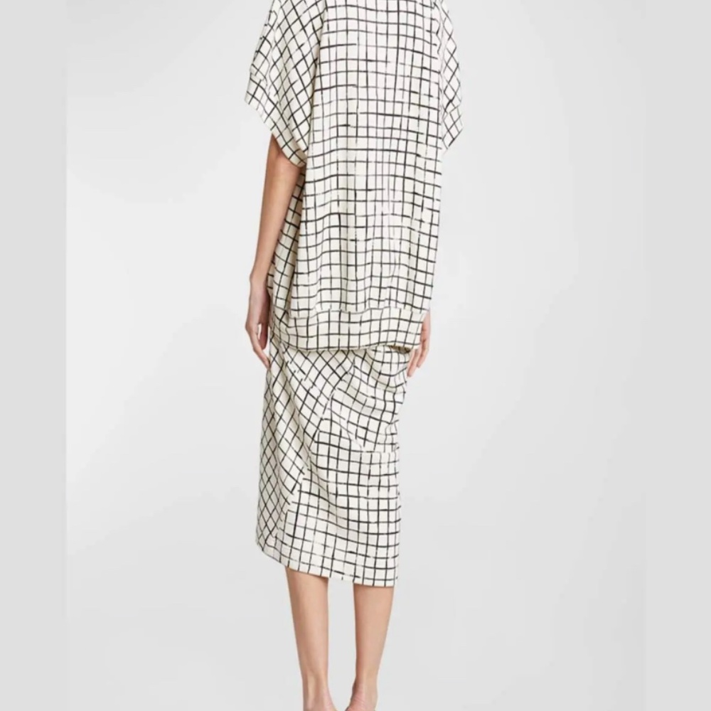 Dries Van Noten Halovara Grid Print Blouse Sweatshirt with Rhinestone Details - Picture 15 of 15
